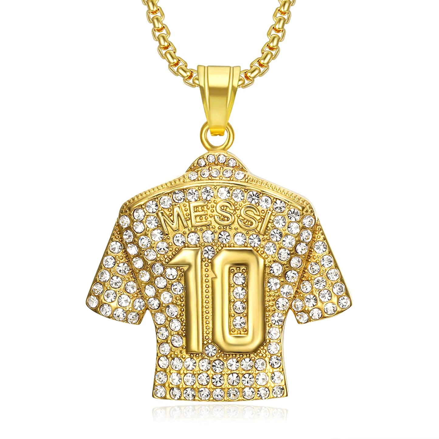 HAILIWEI Messi Jersey Necklace Number 10 Soccer Jersey Pendant Necklace Titanium Steel Necklace Pendant Messi Chain Necklace Football Gifts for Inter Milan Miami Fans
