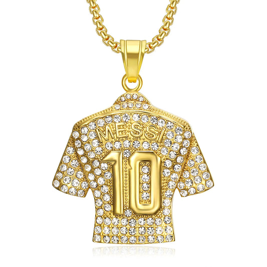 HAILIWEI Messi Jersey Necklace Number 10 Soccer Jersey Pendant Necklace Titanium Steel Necklace Pendant Messi Chain Necklace Football Gifts for Inter Milan Miami Fans