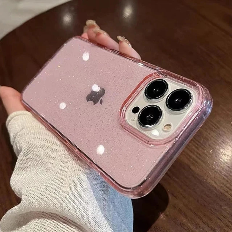 Luxury Bling Glitter Clear Phone Case for Iphone 17 16 15 14 13 12 11 Pro Max X XR XS 7 8 plus Shockproof Transparent Soft Cover