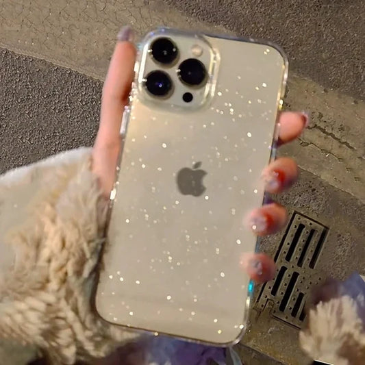 Luxury Bling Glitter Clear Phone Case for Iphone 17 16 15 14 13 12 11 Pro Max X XR XS 7 8 plus Shockproof Transparent Soft Cover